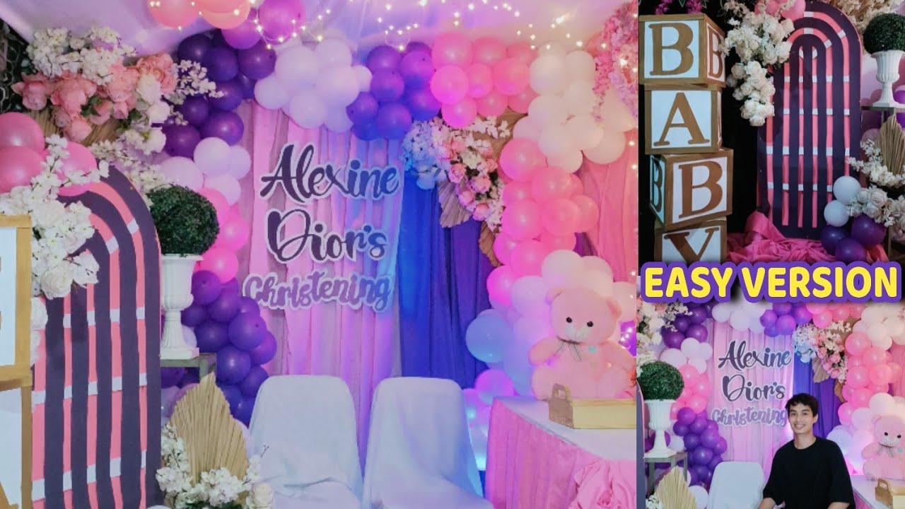 Simple Christening Decoration Ideas | Balloon Decoration Ideas (Boho Theme Purple and Pink)
