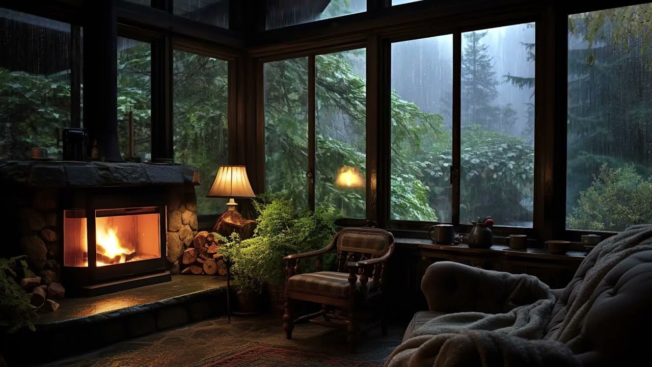 Cozy Rain Fireplace Sounds for Ultimate Relaxation | 528 Hz