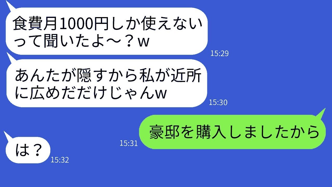 自分たちを貧乏な家族だと決めつけるお高く止まったママ友が「食費が1000円なんだってw」と嘘の噂を広めた→誤解している彼女に真実を伝えた時の反応が面白いw