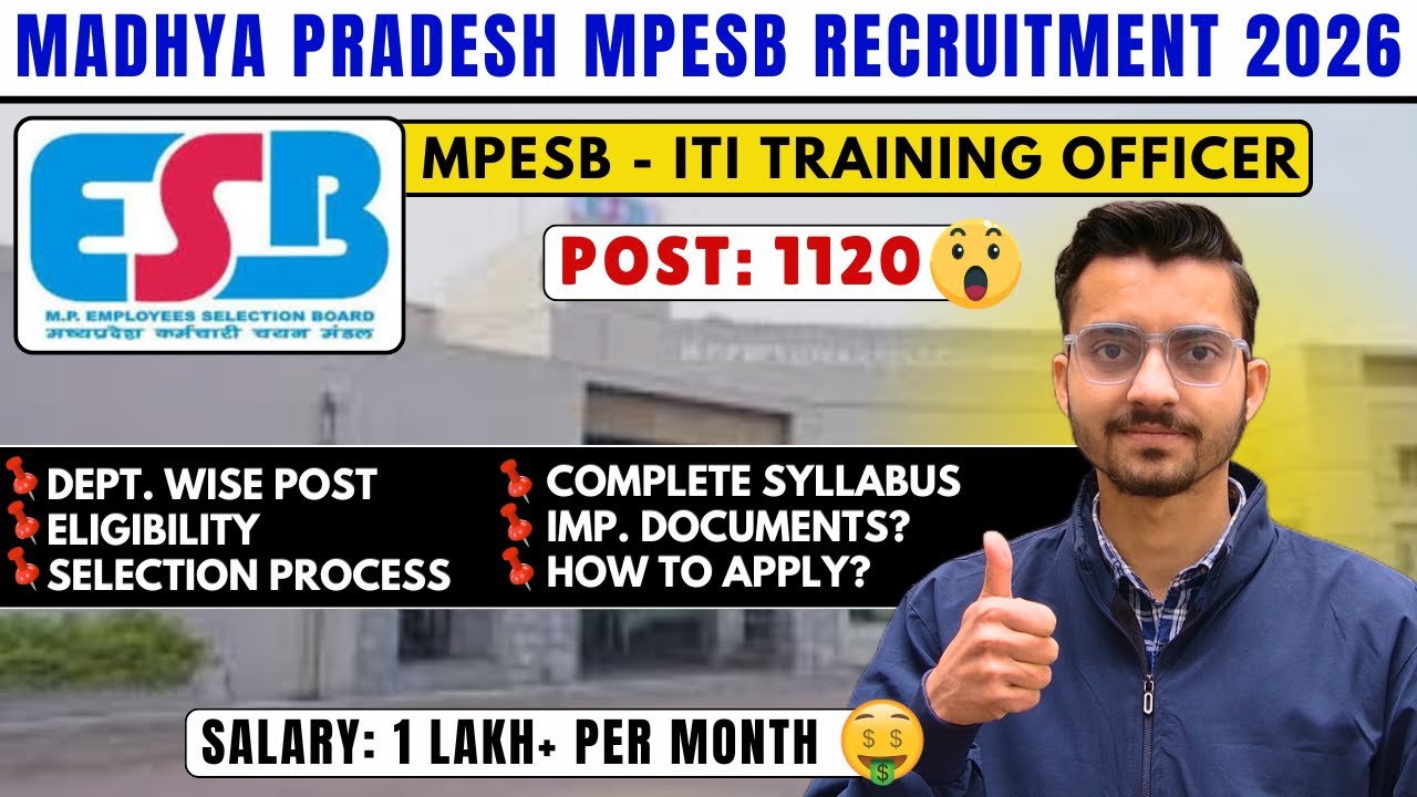 MP ITI Training Officer Vacancy 2026 | Eligibility, Exam Pattern & Salary detail | MP ITI TO 2026