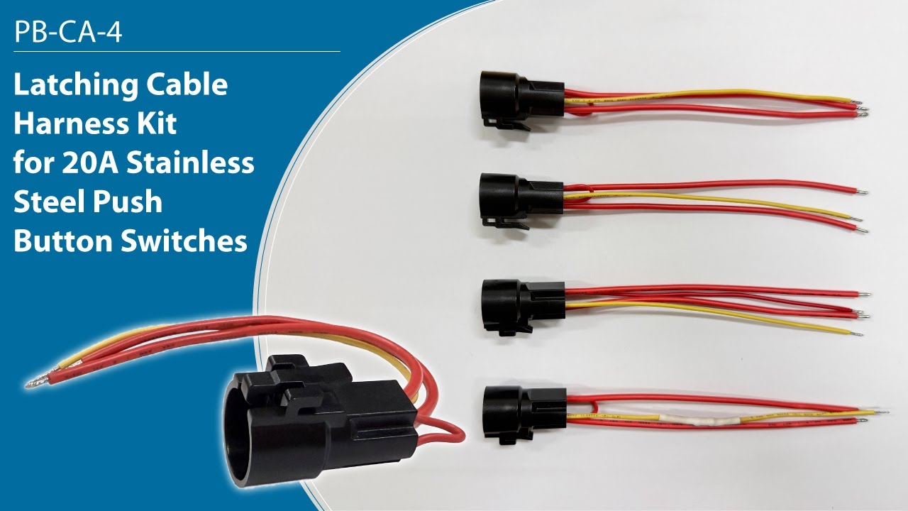 Latching Cable Harness Kit for 20A Stainless Steel Push Button Switches