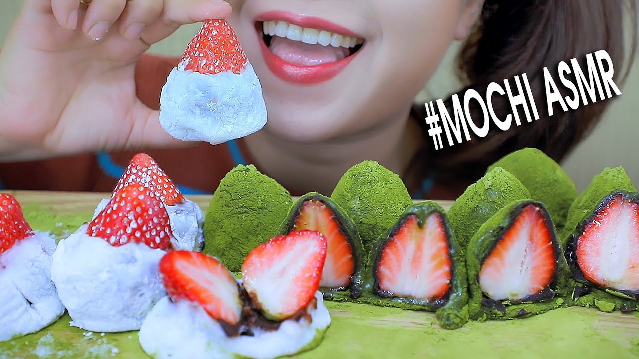 ASMR Mukbang Strawberry Mochi (Daifuku Mochi )*FAILED , CHEWY EATING SOUND 먹방 | LINH-ASMR