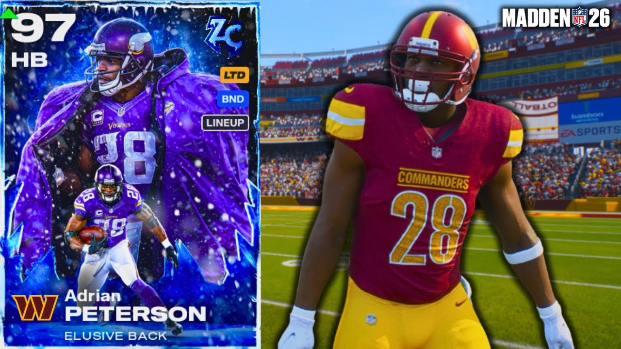 Эдриан Петерсон — настоящий зверь в тематической команде Commanders в Madden 26!