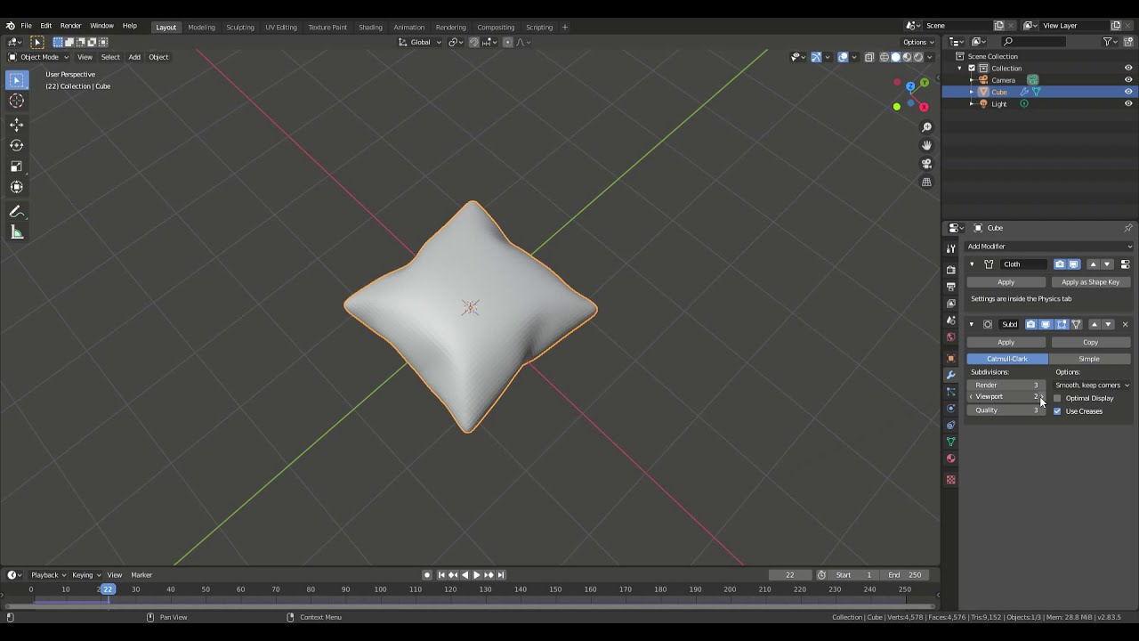 How to Make a Pillow | Blender 2.8 Tutorial