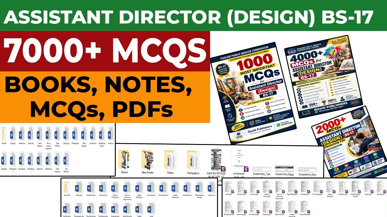 ASSISTANT DIRECTOR (DESIGN) BS-17 PPSC TEST Preparation