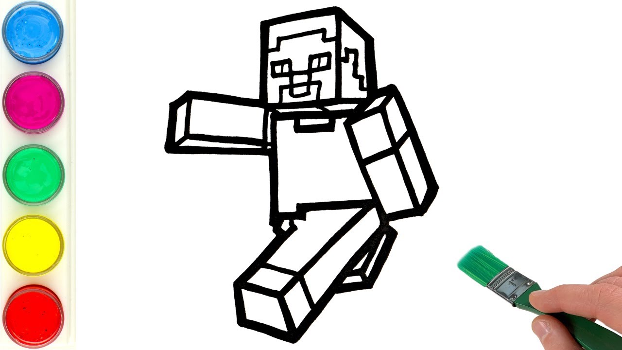 Steve Minecraft Drawing, Painting and Coloring for Kids & Toddlers | Kids' Drawing Videos