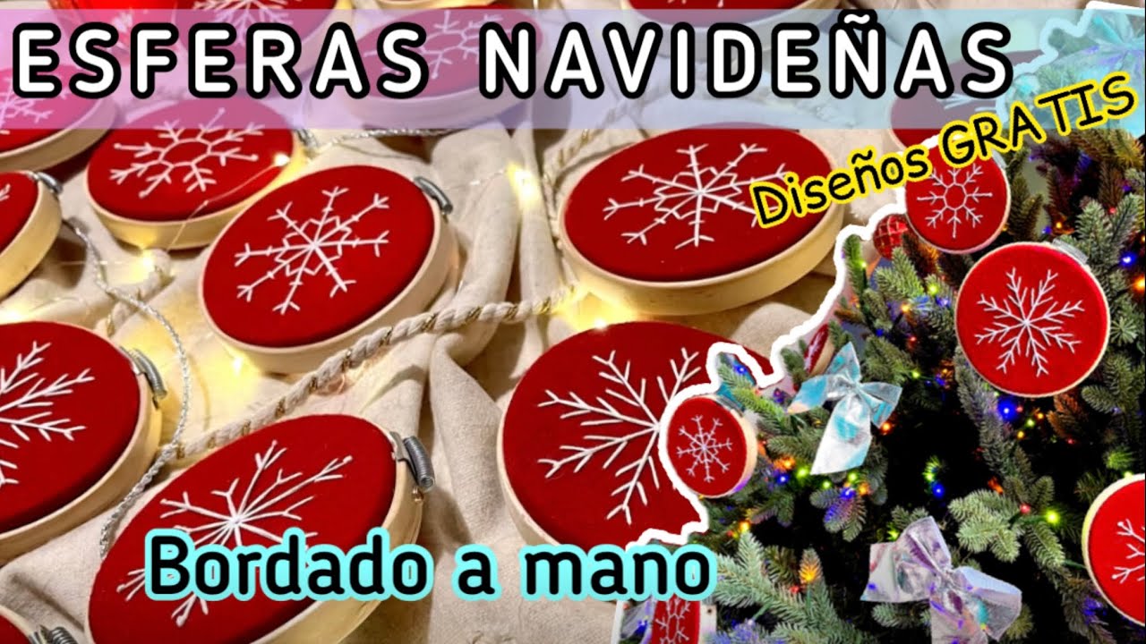 Esferas Navide&ntilde;as BORDADAS A MANO / Tutorial paso a paso 🪡 @HuitzArti