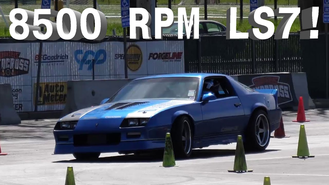 8500RPM Flat Plane Crank LS7 3rd Gen IROC-Z Camaro at Autox Goodguys Car Show