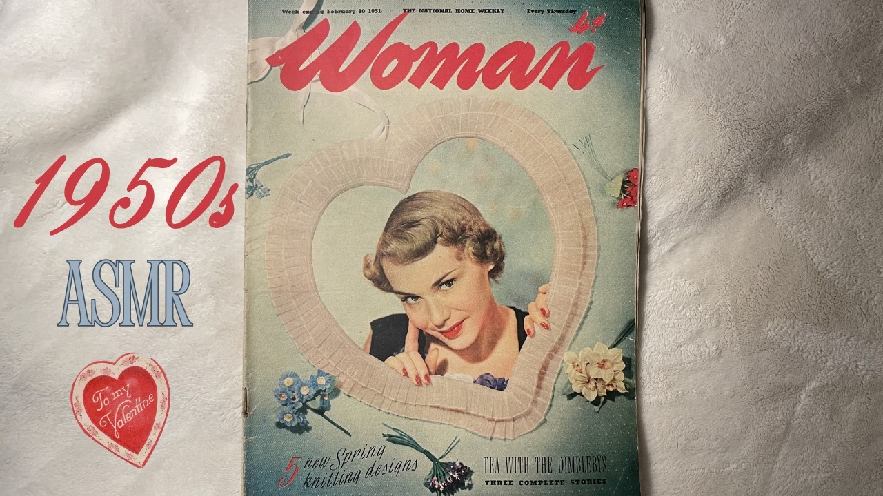 1950s ASMR Vintage Magazine Flip Through | whispering, tracing, brushing❤️