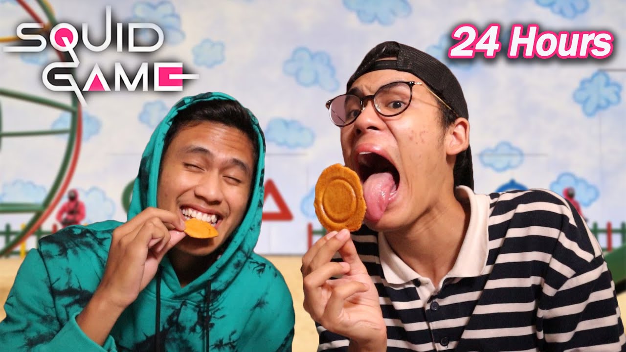 Makan MAKANAN SQUID GAME untuk 24 HOURS !!!