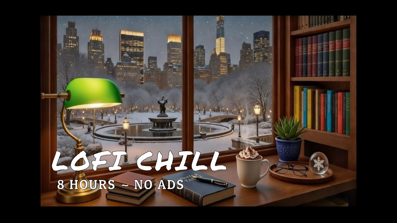 Snowy New York City ❄️ Cozy Winter Vibes & Chipp LoFi Beats 🎧 Study Relax Sleep - 1 Hour - No Ads