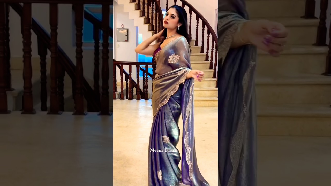 Akhilam Women's Satin Silk Grey Embellished Designer Saree 🌟 #redsari #ethnicstore #jaquline #trendy