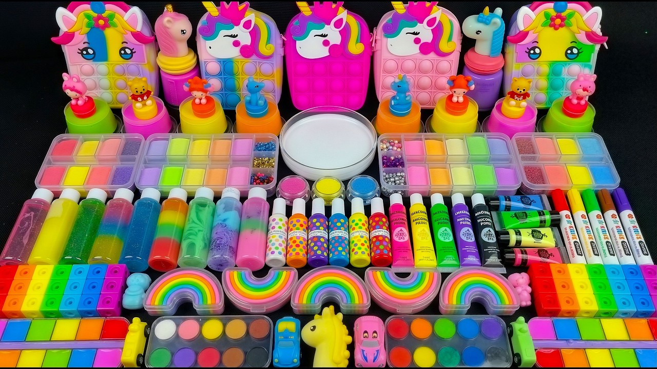 🌈 مزج السلايم المريح ASMR 🌈🦄 يونيكورن قوس قزح ماي ليتل بوني ضد السلايم اللامع | مزج عشوائي للسلايم