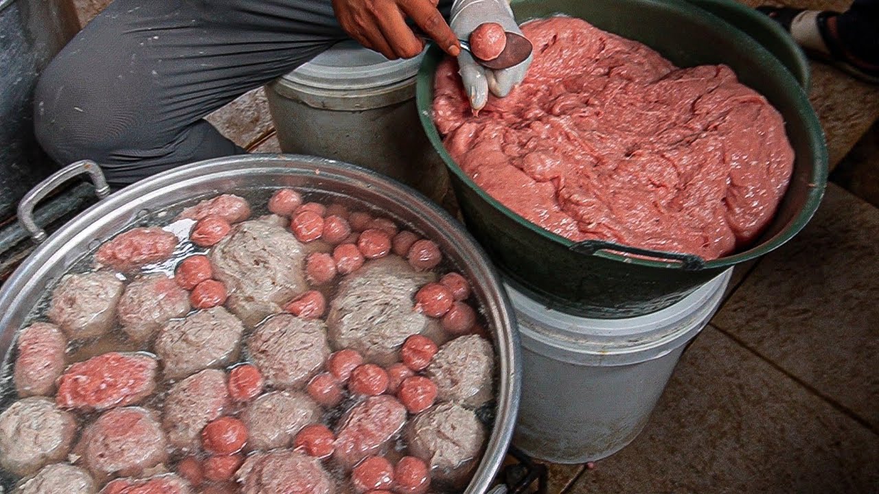 BAKSO DAGING 10 KILO TEPUNGNYA HANYA 1 SENDOK MAKAN, LIHAT LANGSUNG PROSES PEMBUATANNYA