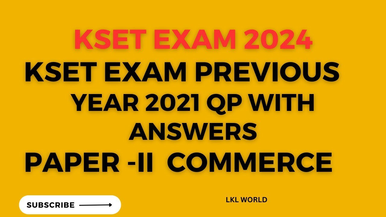 KSET Exam 2024 | Previous Year 2021 QP With  Answer | Commerce Paper | Kset | KEA  #kset