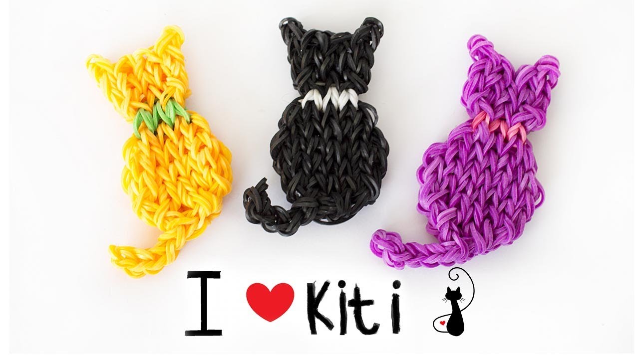 КОШКА ФРЕСКА из резинок на станке | Cats Rainbow loom Bands Charm