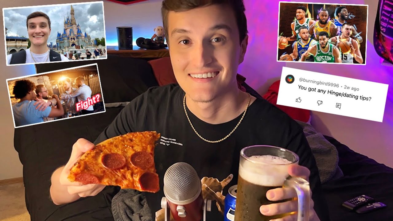 ASMR Pizza And Beer Mukbang Eating 🍕🍺 (relaxing whisper ramble)