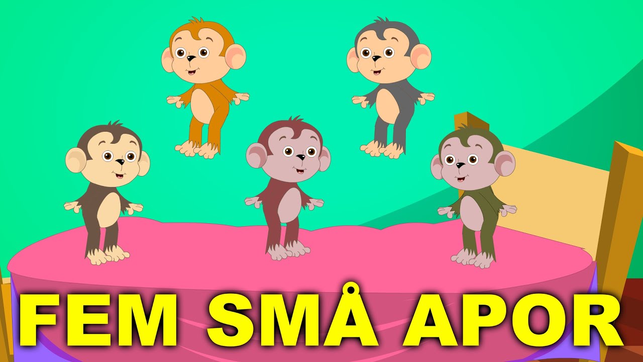 Barnsånger på svenska | Fem små apor hoppade i sängen med mera