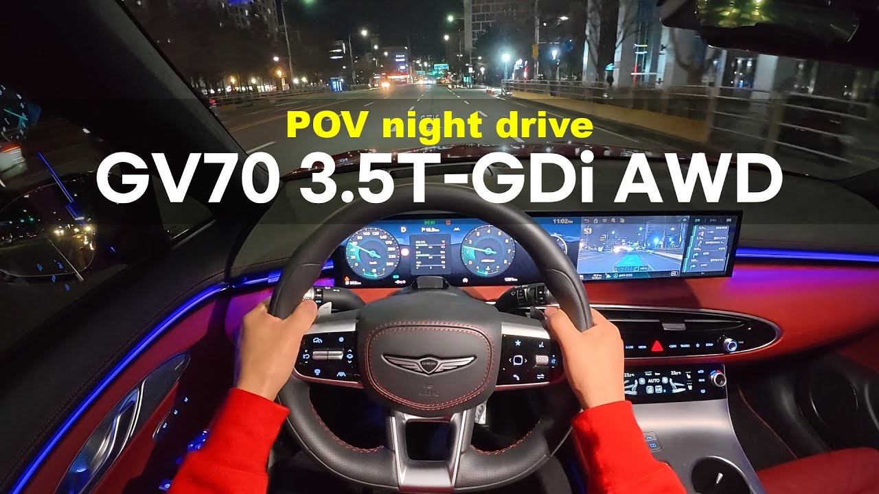 2026 Genesis GV70 V6 3.5T-GDi AWD Sport POV night drive(urban)