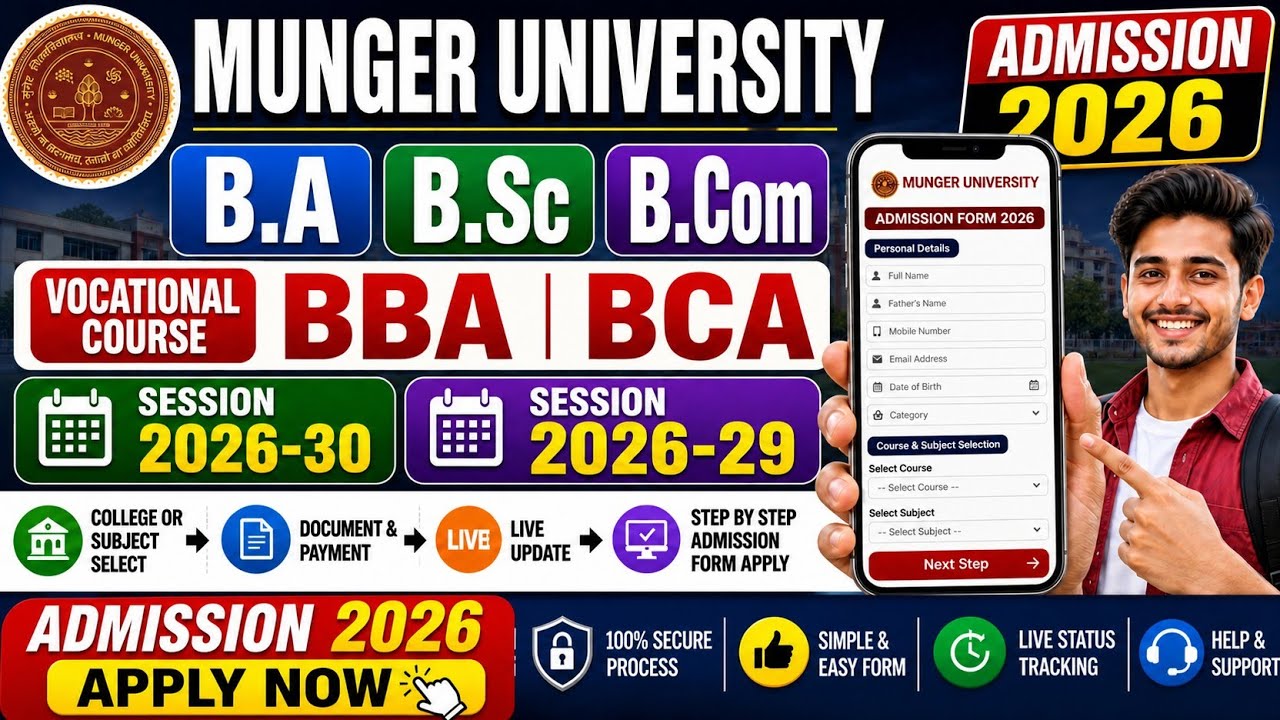 Munger University Admission 2026: How to do BA BSc BCom BCA BBA Online Admission Process 2026