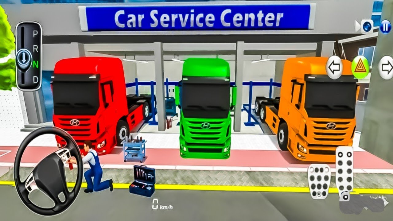 Hyundai Xcient Trucks 🚒 at the Car Service Center in 3D Driving Class Game-3D Simulator Gameplay 