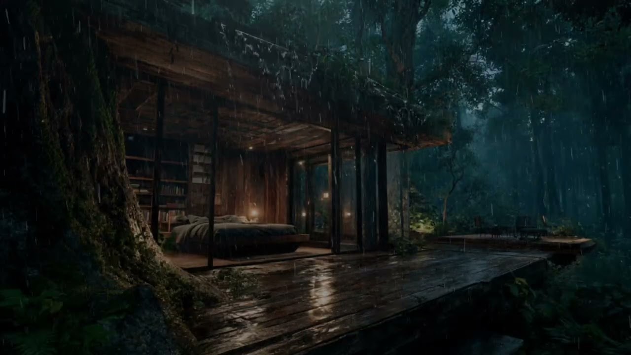 Fall Asleep Fast 🌧️ Forest Cabin Rain Sounds | Deep Sleep & Calm Night