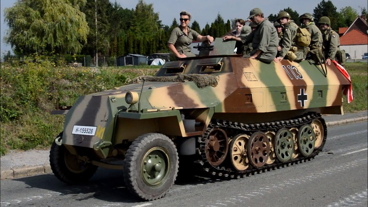 WW2 SdKfz 251 with genuine Maybach engine on the move (Haillicourt 2023)