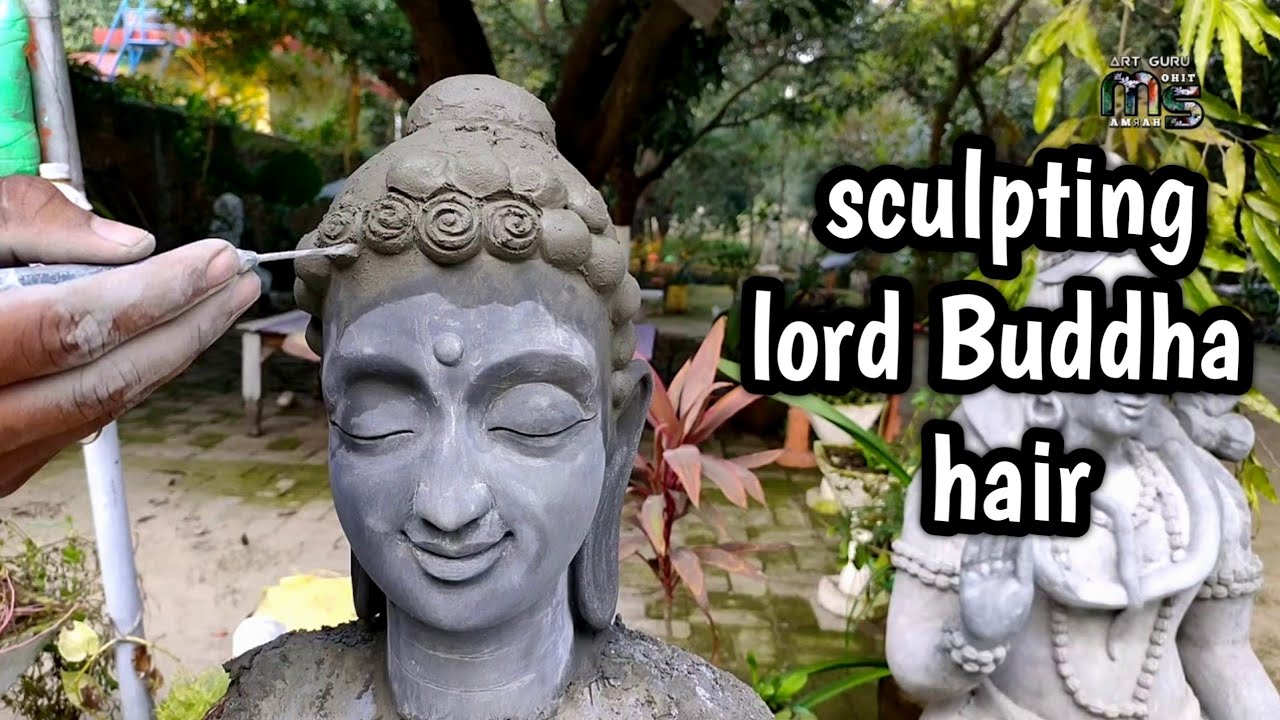 sculpting lord Buddha hair / how to make Buddha hair / buddha face/cement work/ by Mohit sharma