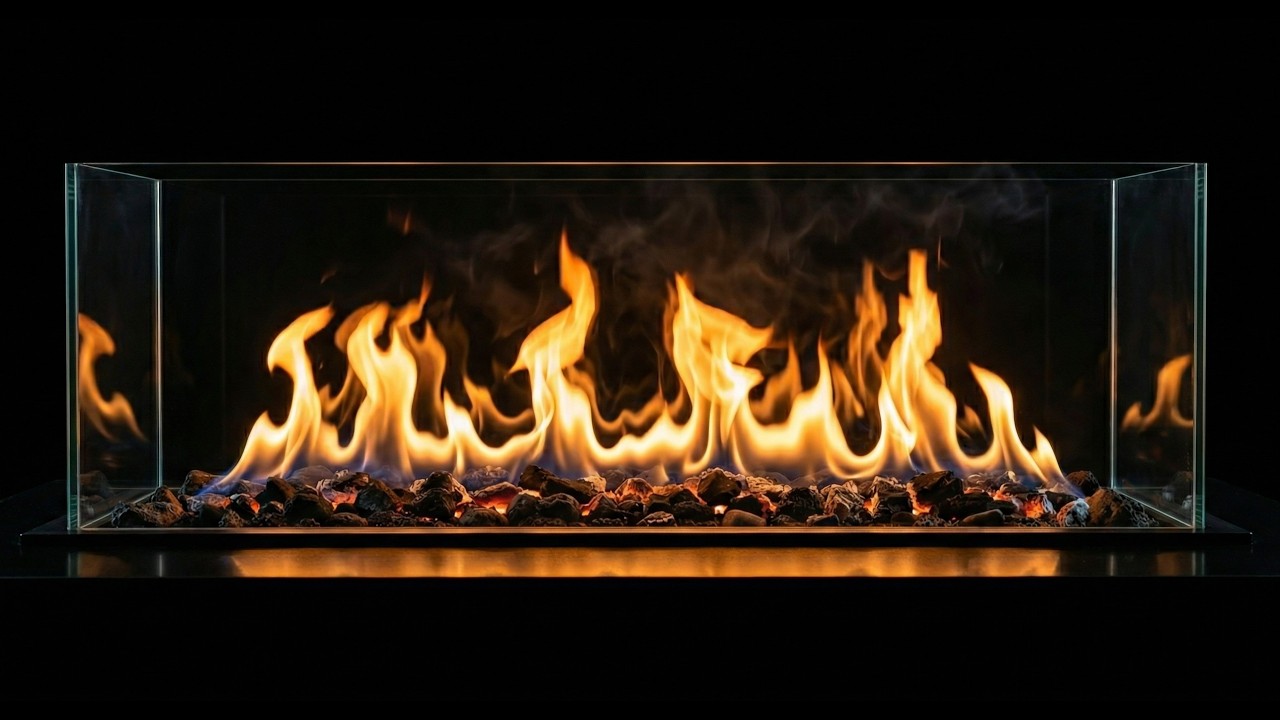 Modern Linear Glass Fireplace for TV 🔥 Relaxing Fire Ambience (4 Hours)