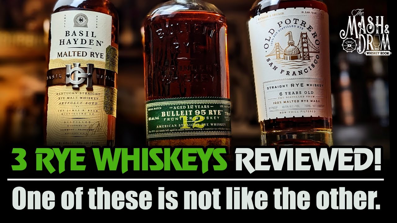 Солодовый ржаной виски Basil Hayden, солодовый ржаной виски Bulleit 12 Year Rye и солодовый ржано...