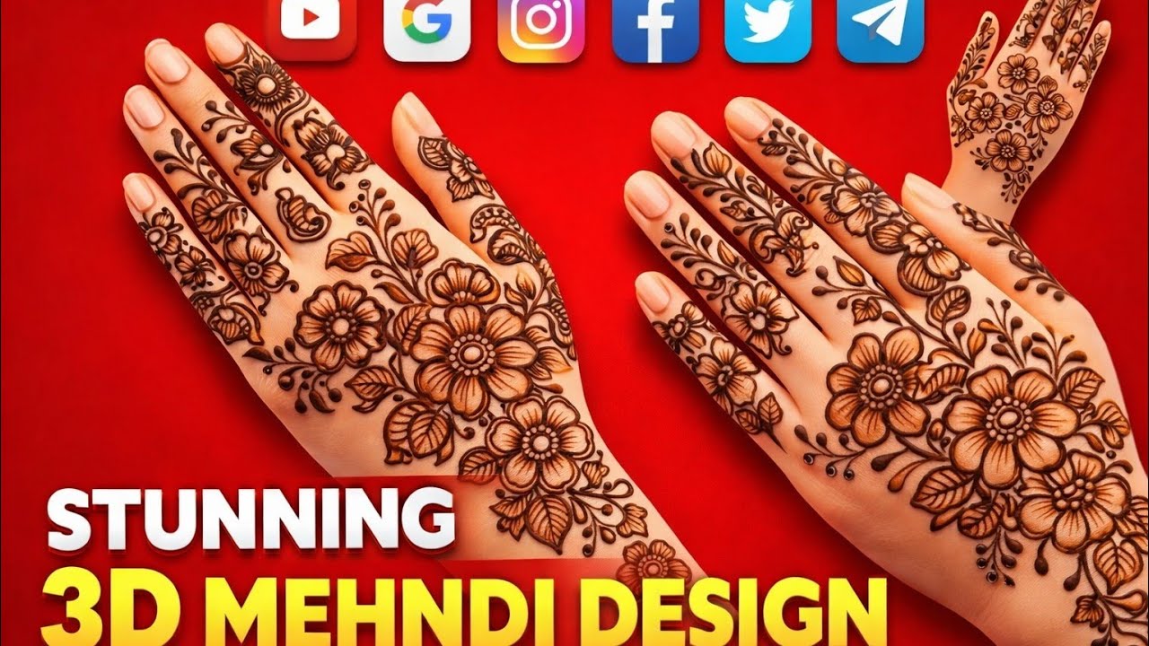 🔴 LIVE Mehndi Design Tutorial | Latest Floral 3D Mehndi Design 💖😍 | Easy Full Hand Mehndi for Begin.