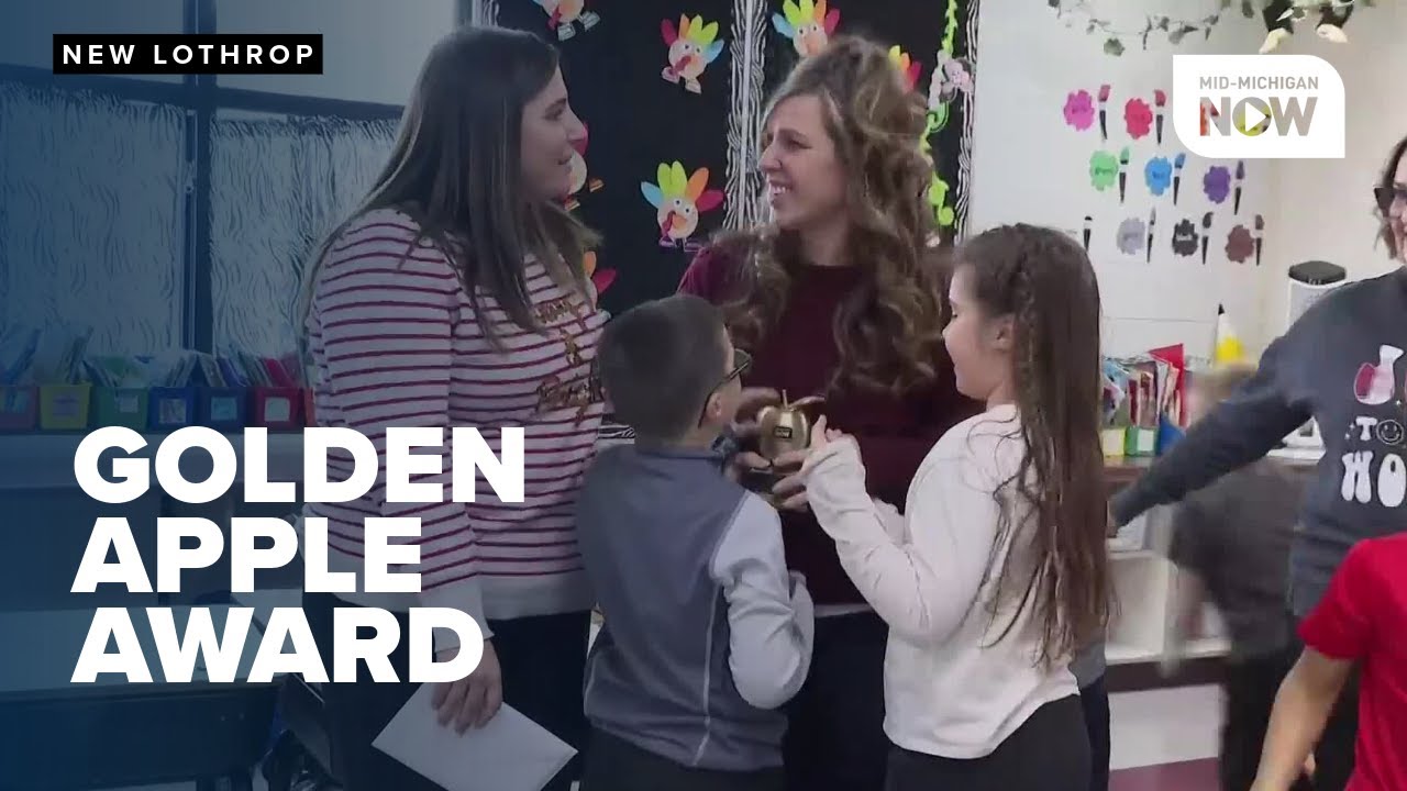 New Lothrop first-grade teacher surprised with Golden Apple Award