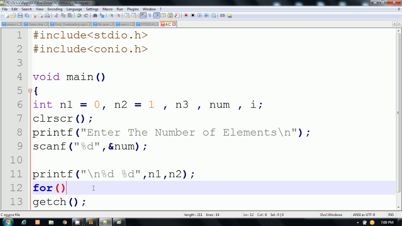 Fibonacci Series Program in C Language  |  Hindi