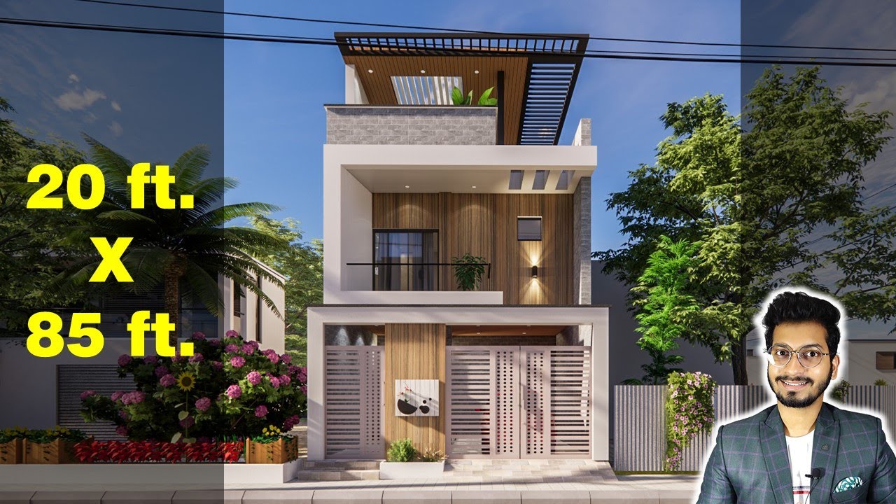 20X85 Feet House Design 3D | 190 Gaj | 1700 sqft | 4BHK JHOOLA, PANTRY | 6X26  Meter  || DV Studio