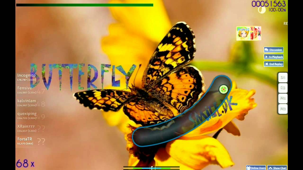 Osu! - SMILE.dk - Butterfly [Easy] |SS| HD+HR+DT+PF