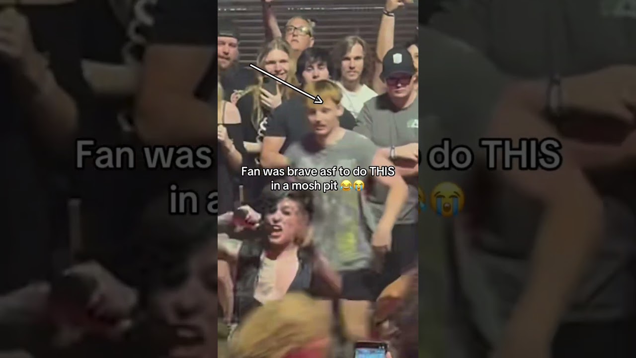 Fan was WAY TOO brave to do this in a mosh pit 😭😳 wyd if you see this? #metalcore #metal #concert