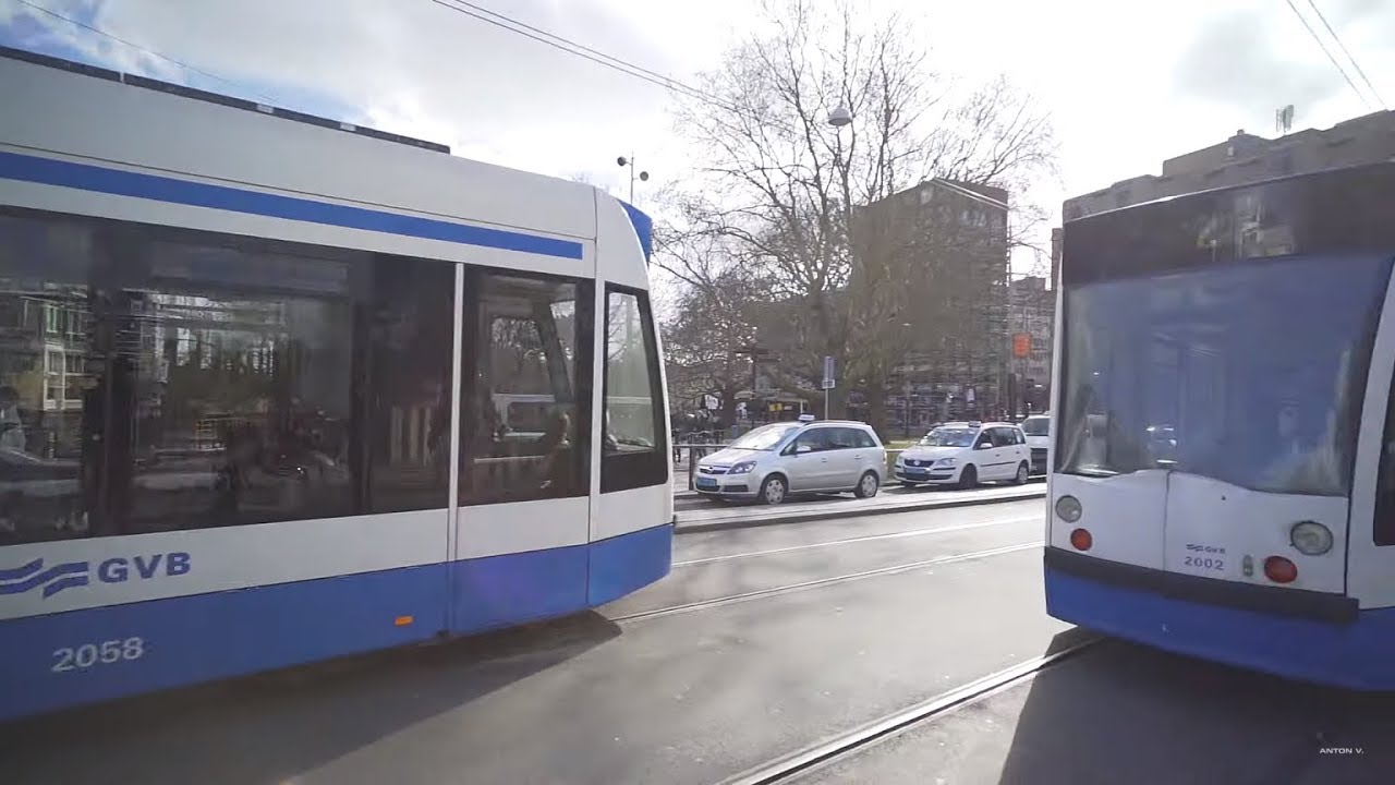 Netherlands, Amsterdam, tram 2 ride from Centraal Station to Leidseplein