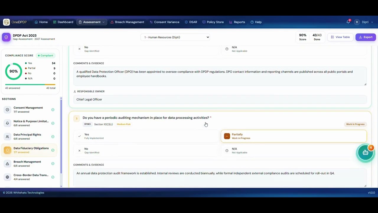 DPDP Gap Assessment | Compliance Readiness with OneDPDP