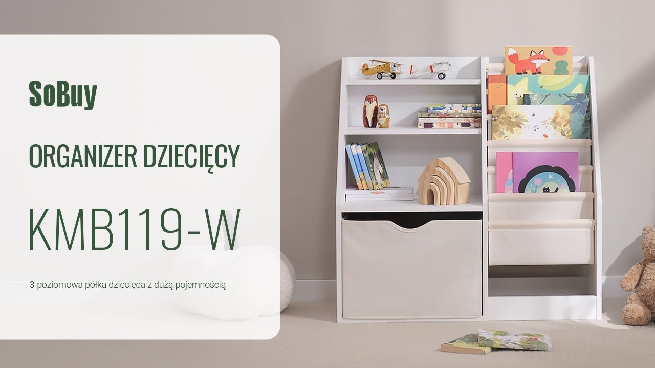 SoBuy丨Organizer dziecięcy丨Regał Montessori na książki丨Regał dla dzieci丨KMB119-W