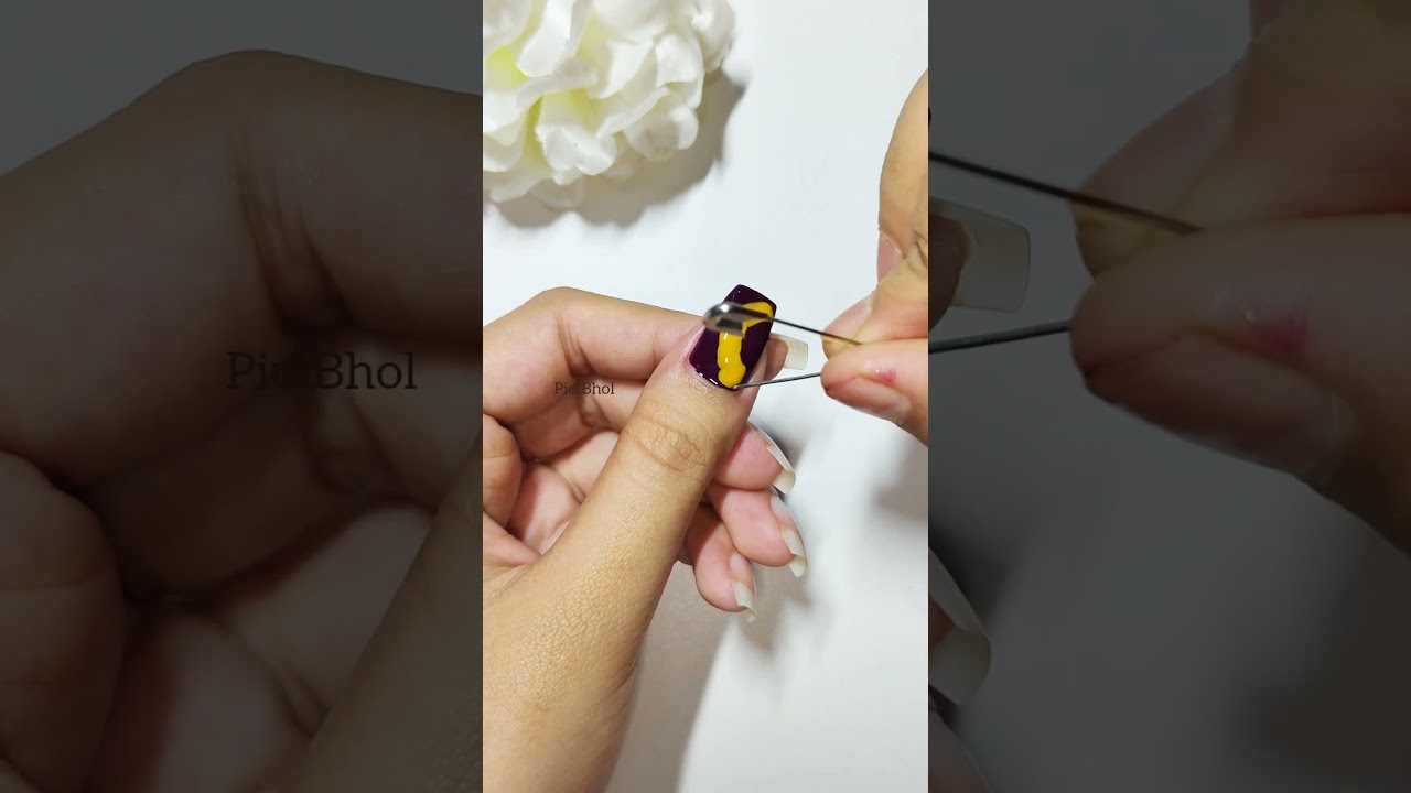 ✨🧷 Easy Nail Art with Safety Pin At Home 💅 🏡 #nailart #piubhol #shorts