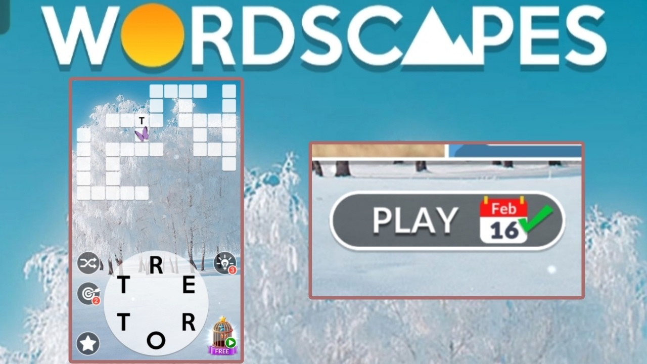 Wordscapes Daily Puzzle Answer February 16, 2026