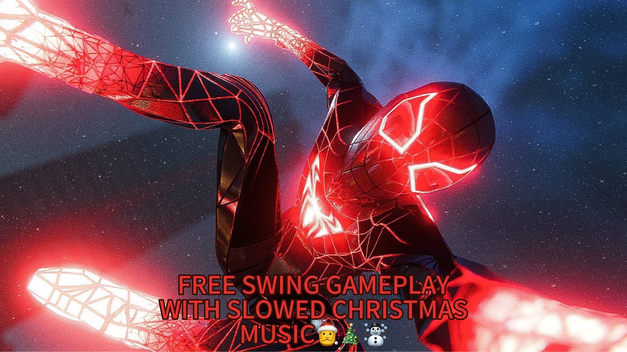 Spider Man: Miles morales free roam gameplay with slowed Christmas music in the background. (Silent)