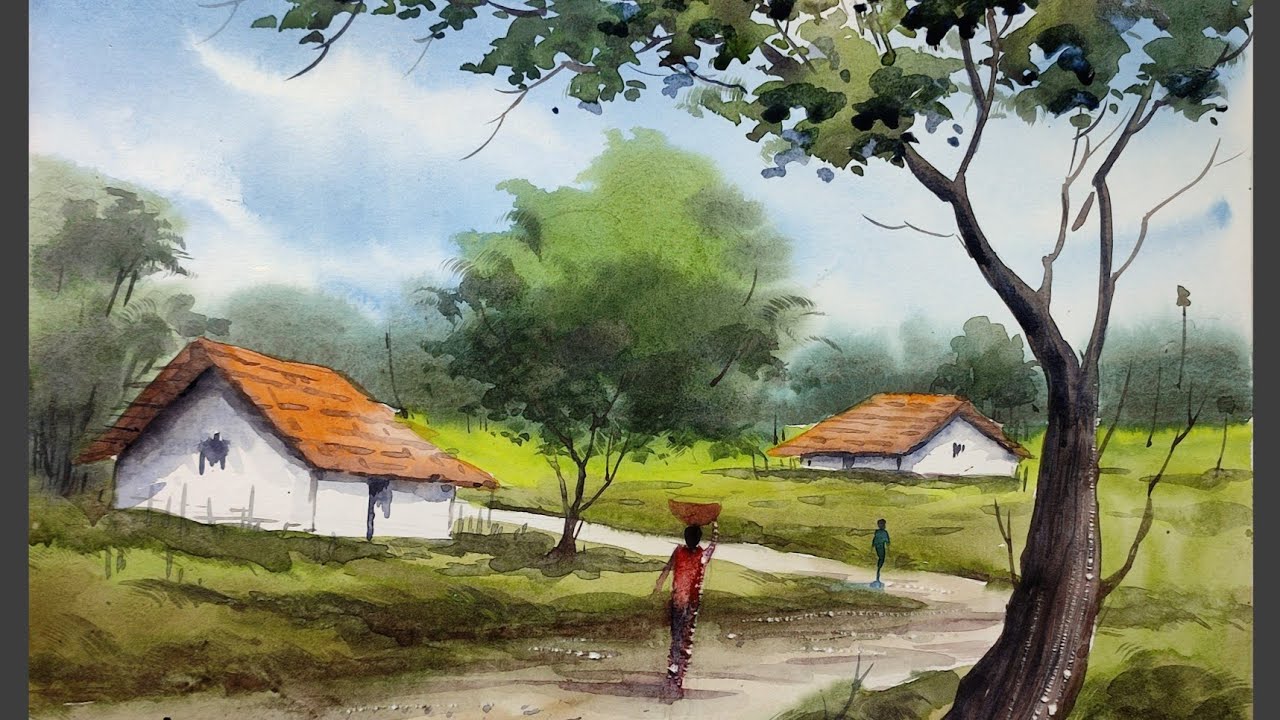 Beautiful watercolor landscape tutorial for Beginners....... #painting 