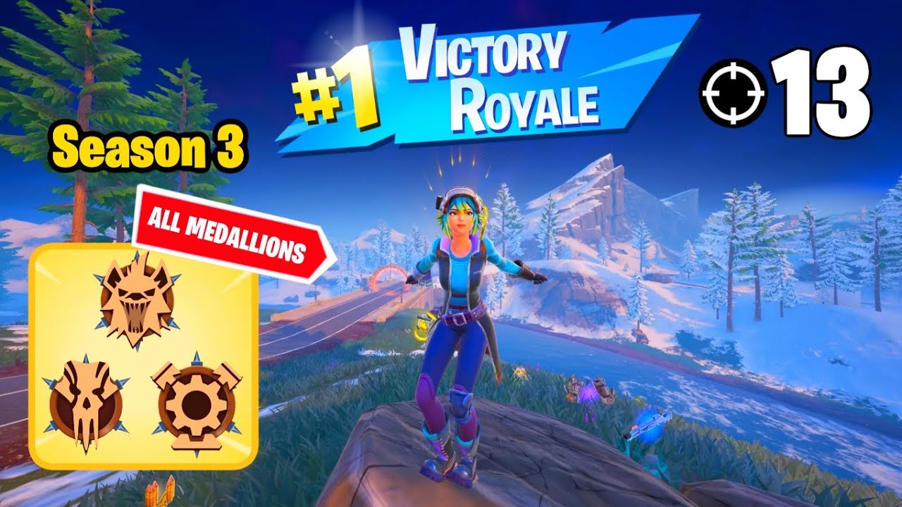 High Elimination Solo Win Gameplay | ALL MEDALLIONS | Fortnite Chapter 5 Season 3 Zero Builds