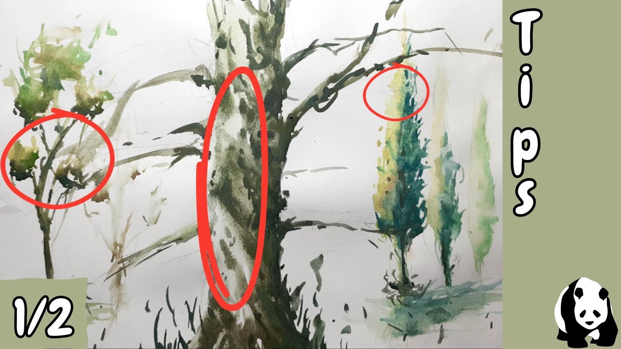Acuarela! 3 Tips para  pintar ÁRBOLES en acuarela (Explicación, tips y proceso) - Parte 1