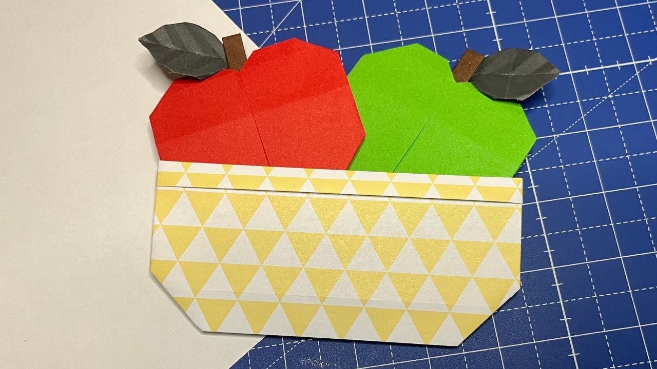 🍎 Сделайте корзинку с яблоками из оригами – простое и милое осеннее украшение