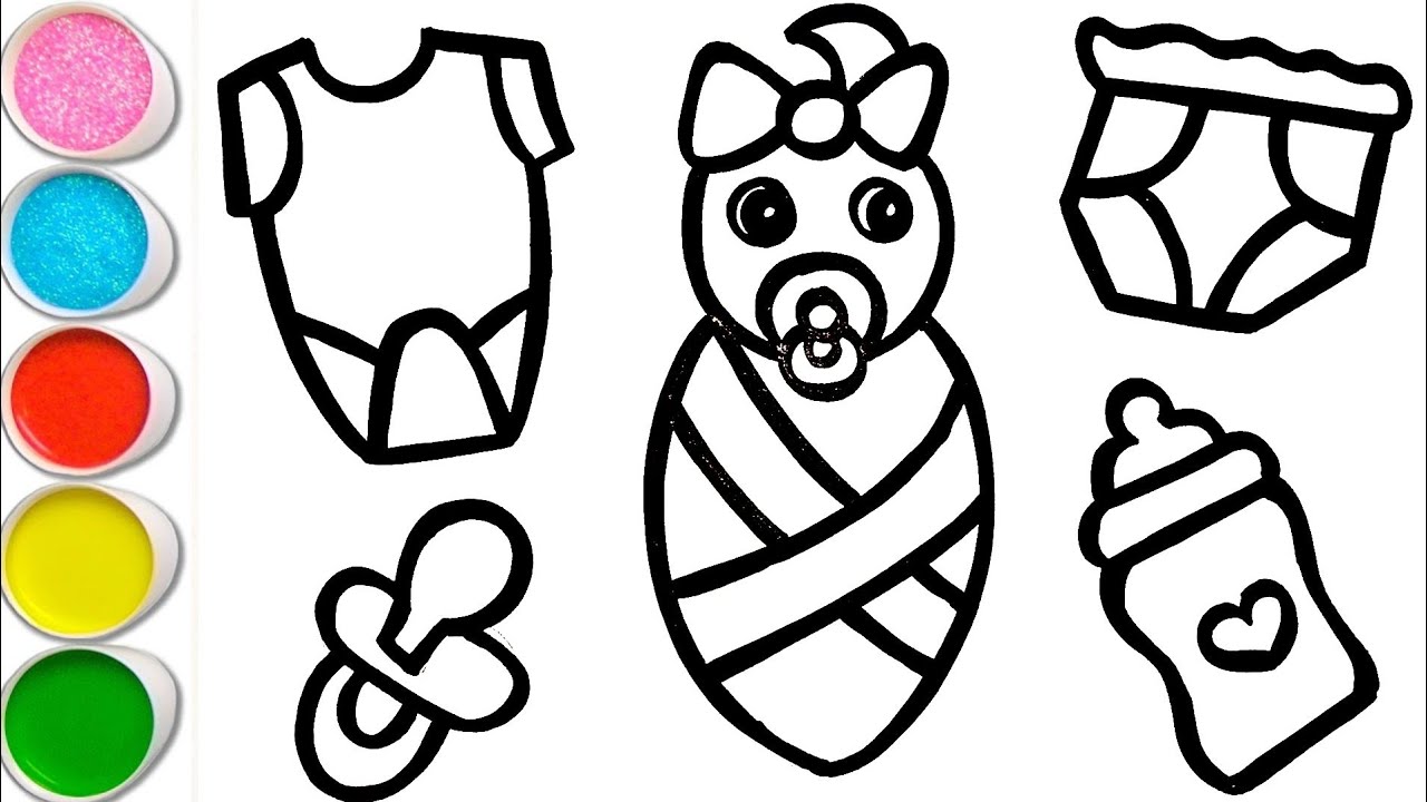 Baby Accessories Drawing, Coloring and Painting for kid's & Toddlers | How to Draw baby Accessories