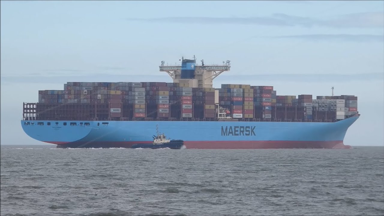 Edith Maersk departs the Port of Felixstowe bound for Hamburg.   8th September 2020
