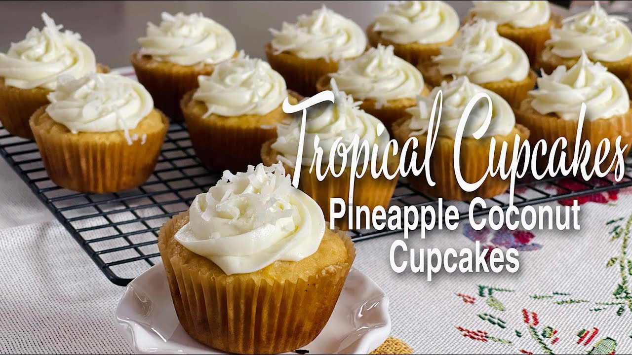 Pineapple Coconut Cupcakes | Tropical Cupcakes | EmzyCooknBake